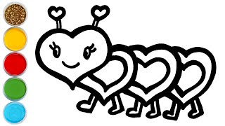 Caterpillar Heart Picture Drawing, Painting and Coloring for Kids, Toddlers | Tips for Easy Drawing