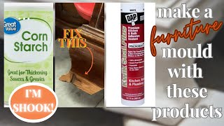 FIX  BROKEN FURNITURE  | MAKE A FURNITURE MOULD WITH CORN STARCH & SEALANT 🤯 | FURNITURE MAKEOVER