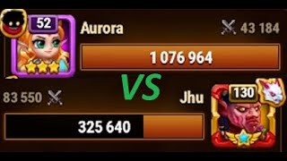 [Hero Wars] Aurora 52 vs Jhu 130 🙈🙉🙊🤢🤬😨🥵🐠👀📽🖥