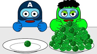 Hulk vs Captain America 1vs 100 Animation mukbang