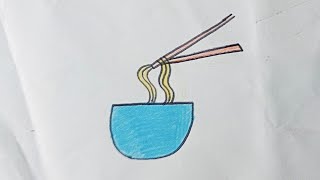 how to draw bowl with noodles #drawingforkids #easydrawing