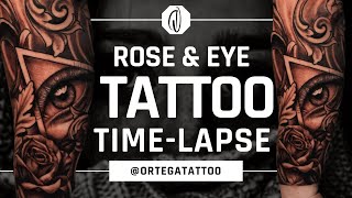 TATTOO TIME-LAPSE #036 | ROSE & EYE BLACK AND GREY