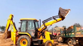 Jcb 3dx Xpert Backhoe Loading field Mud | Massey 241 &1035 John Deere Tractor with Trolly| jcb video