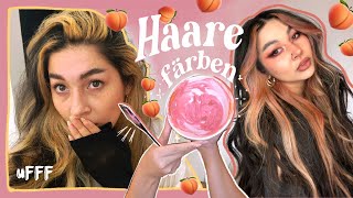 Ich färbe meine Haare Pfirsich/ Rosègold | Haar Bleaching Fail lol