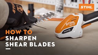 STIHL HSA 26 | How to sharpen the shrub shear blades | Instruction