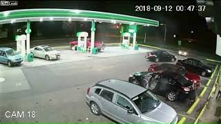 Surveillance video captures shootout at gas station