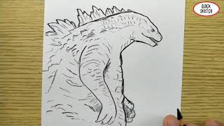 VERY EASY, how to draw godzilla from godzilla vs kong / quick sketch