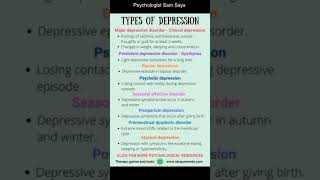 Psychologist Sam Says | Types of Depression