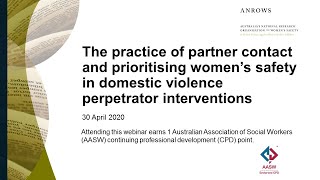 The practice of partner contact & prioritising women’s safety in DFV  perpetrator interventions