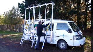 The Glass Racking Company 6 Pole Height Adjustable Glass Van Rack going down