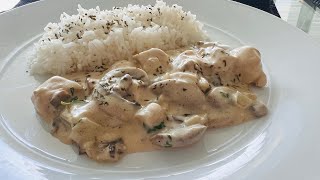 130.Pollo en salsa Alfredo con champiñones (receta fácil y rápida).Ingredientes 👉