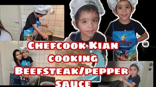 Chefcook Kian|cooking Beefsteak/pepper sauce for Papa lunch