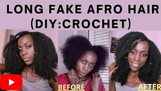 😍DIY:LONG FAKE AFRO HAIR|NO LEAVE OUT❤️‍🔥💥|NATURAL HAIR |CROCHET HAIRSTYLES|SIMPLE HAIRSTYLES| CHEAP