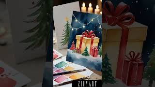 DIY simple christmas cards #christmascard #watercolorcards