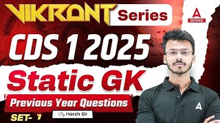 CDS 1 2025 | Static Gk PYQs Set 7 For CDS 2025 | By Harsh Sir