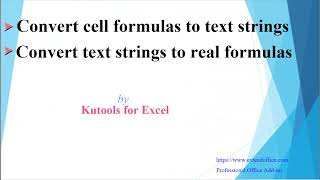 Quickly convert text strings to cell formulas and vise versa