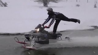 WATER SKIPPING Snowmobile Polaris Sled!