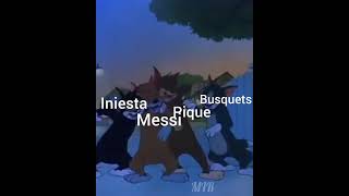 Iniesta left, Messi left, Pique left. only busquets is remaining 😥