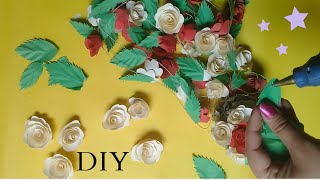 Paper Flower wall hanging craft ideas / paper craft wall hanging easy home decor idea