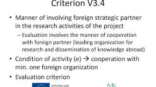 Evaluation criteria, 1st round