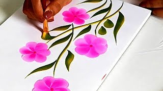 How To Make Easy ONE STROKE Flower | PAINTING Materials | Step by Step Tutorial for Beginners