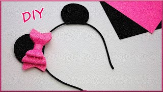 Ободок ушки мышки Минни Маус, глиттерный фоамиран DIY Minnie Mouse rim, glitter foam DIY OlgaRibbons