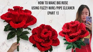 DIY Big Rose using Fuzzy Wire/Pipe Cleaner (Part 1) #fyp #rose #rosetutorial #pipecleanercrafts #diy