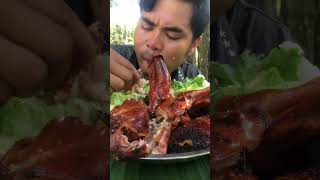 Pork tenderloin mukbang eating