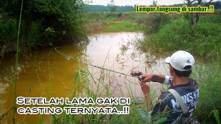 Mancing casting pas di Sarang nya ikan gabus satu kali lemparan langsung di sambar #shortsvideo