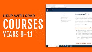 Help With SRAR: Part 3, Courses Years 9–11