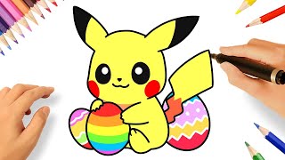 CÓMO DIBUJAR A PIKACHU DE PASCUA KAWAII ❤️