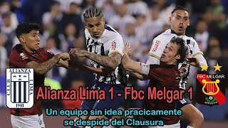 Alianza Lima 1   Melgar 1  Cada vez mas lejos de ganar el Clausura