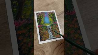 Waterfall Painting / Easy Acrylic Painting #art #painting #shorts