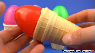 Color Ice Cream Kinder Surprise Toys for Kids Masha and Bear Learn Count and Eggs Colors