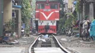 Hanoi train through narrow streets