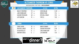 Geelong Cricket Association - Senior Men GCA 3 1st XI - Round 3 - Alexander Thomson v Corio