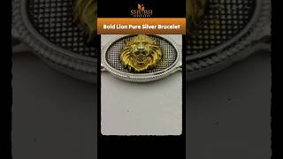 Bold, Lion face, pure silver, golden polished design pure silver Bracelet #shopnow #shubhjewellers