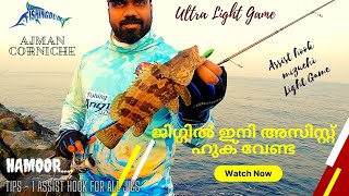 ജിഗ്ഗിൽ ഇനി അസിസ്റ്റ് ഹുക് വേണ്ട - Ultra Light Game - Ajman Cornich- 1 Assist Hook is for all Jigs..