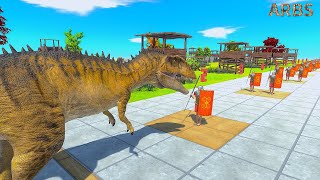 Dinosaurs vs 10 waves of Roman shield wall - Animal Revolt Battle Simulator