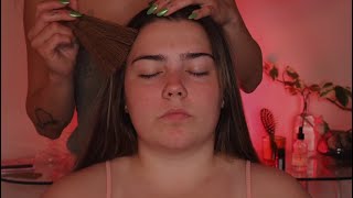 dreamy head & scalp massage ☁️♡ ASMR on my lil sis ☁️♡