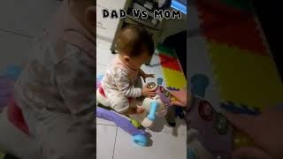 DAD VS MOM When baby rides the pony toy