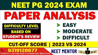 NEET PG 2024 Exam Paper Analysis ll Student's review ll Moderate level Normalisation #neetpg2024