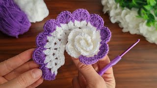 3D⚡💯Crochet Flower💯👌 Very easy crochet rose flower making for beginners. #crochet