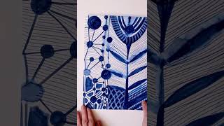 ART EXPERIMENTS: Blue pen and cut out paper