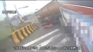 Taiwanese Truck Devours Scooter/Rider