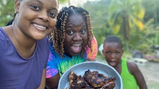 Jamaican Jerk Chicken With Red Stripe Beer Outdoor Cooking | Jamaica Vlog