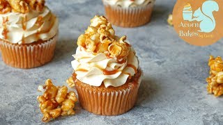 SALTED CARAMEL POPCORN CUPCAKES | Recipe | Acorn Bakes