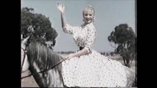 Sabrina (Norma Ann Sykes) promotes wool fashion for the Australian Wool Board at Toolern Vale 1959