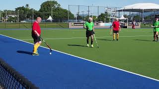 Mens Masters hockey. Over 60's Cairns 2021. Green v Red