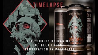 Beer Label Illustration Timelapse Process | GRAINS OF WRATH x KACPER GILKA ART